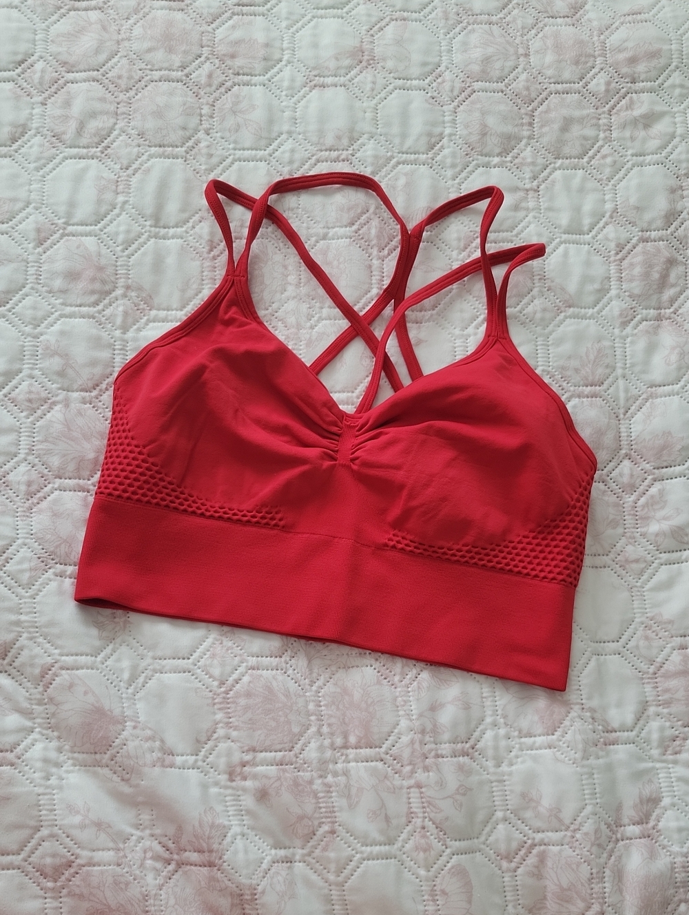 Amazon Red Strappy Seamless Sports Bralette